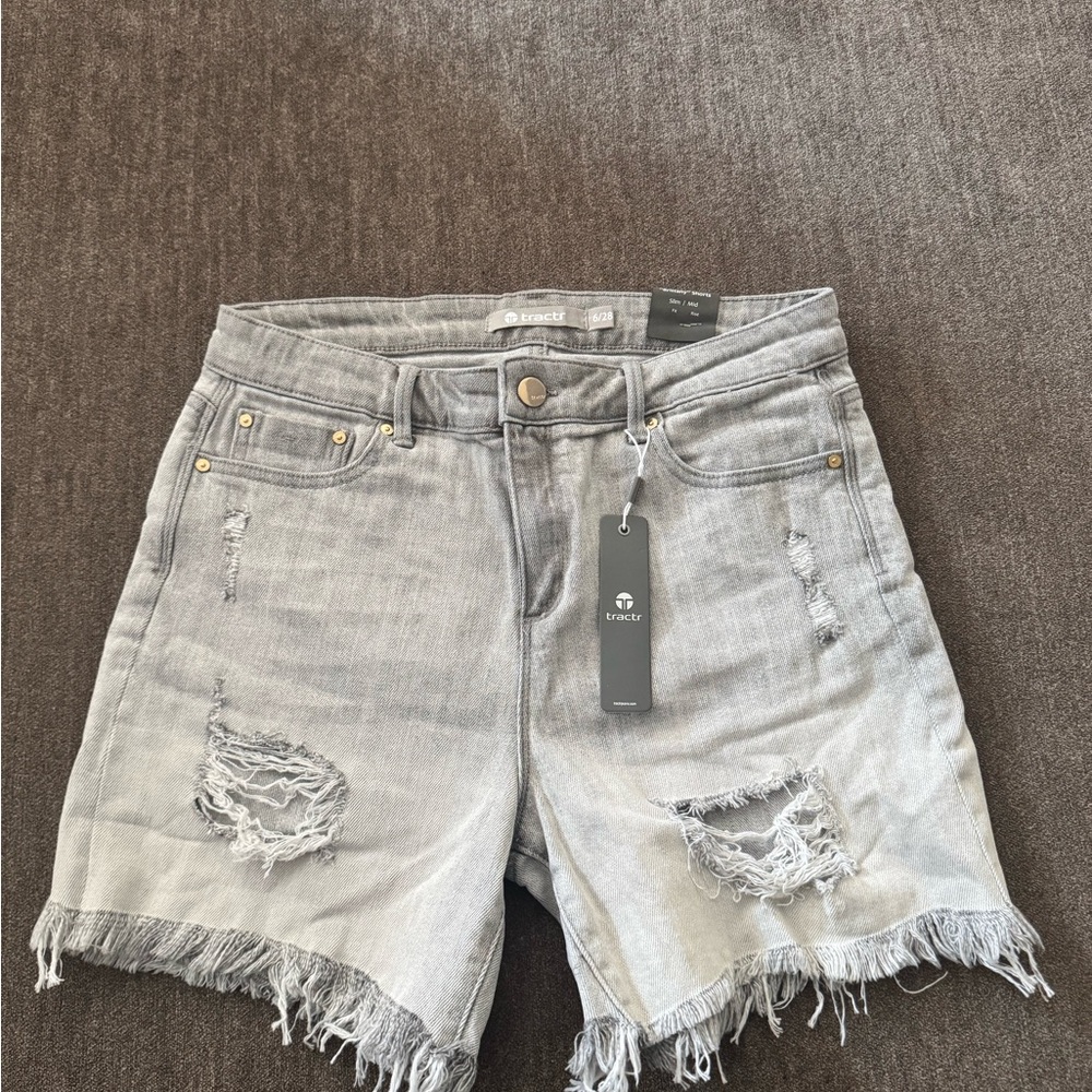 NWT Tractr Gray Distressed Women's Shorts
